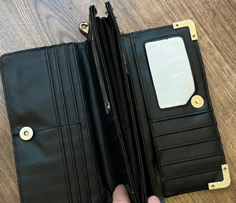 Jimmy Choo Wallet Bag Leather Black Purse Logo