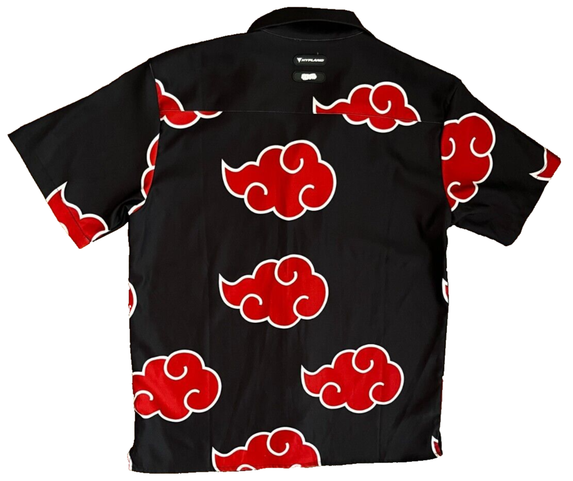 Naruto Button Up Shirt Akatsuki Clouds Hypland Anime Short Sleeve Size Men S
