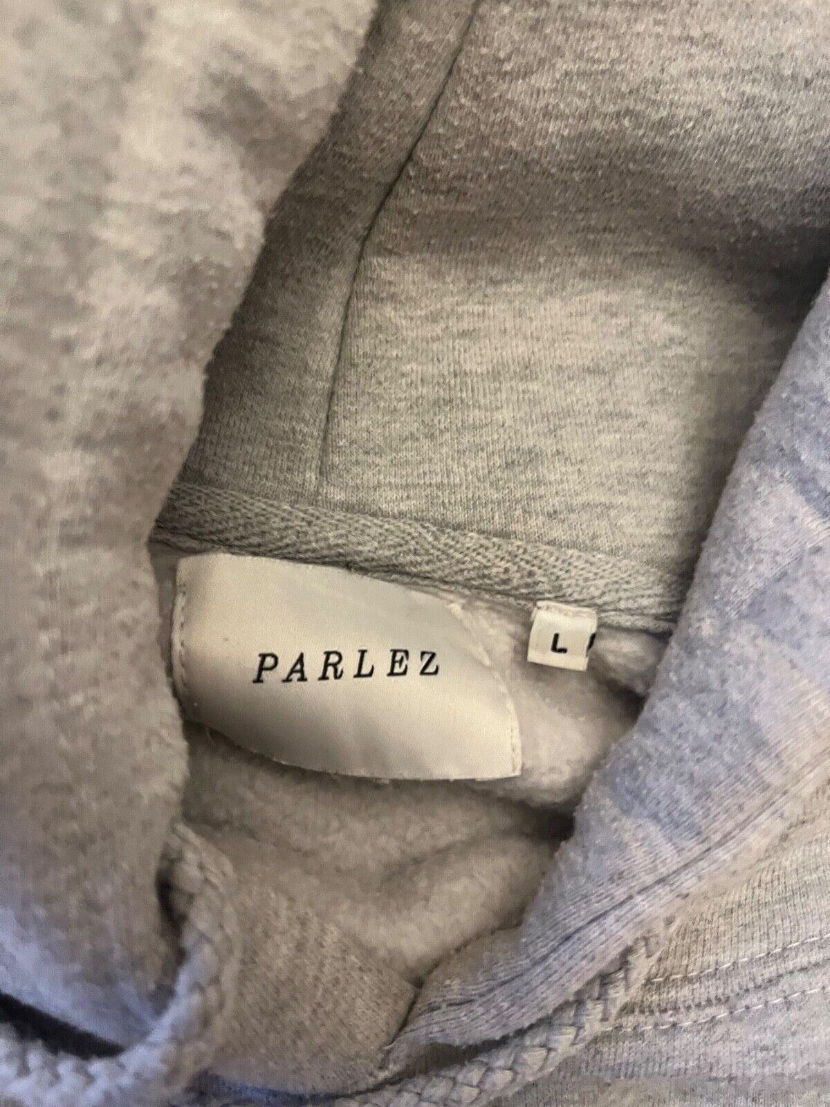Parlez Hoodie Sweater Pullover Gray Embroidered Drawstring Size Men L