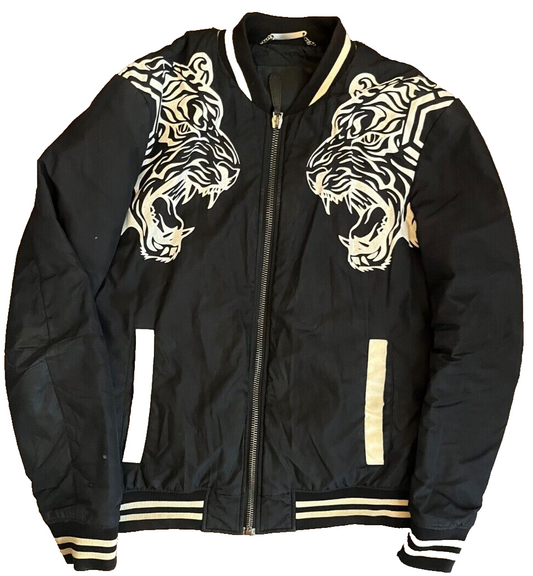 Philipp Plein Jacket Tiger Print Black Full Zip Men Size M Made in Italy