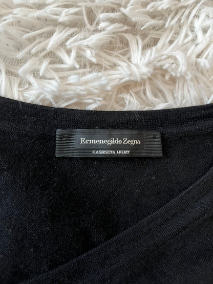 Ermenegildo Zegna Cashseta Light Cashmere Silk Black Sweatshirt Pullover Men 50