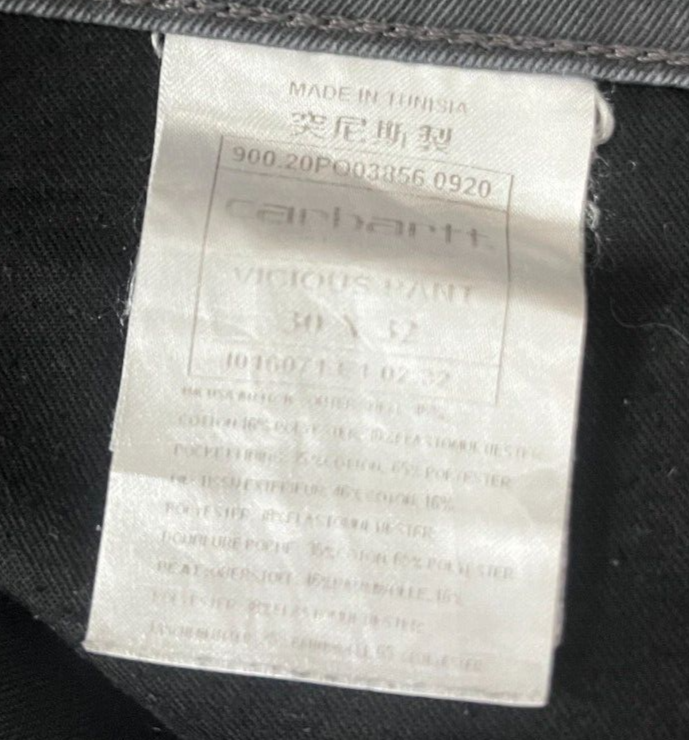 Carhartt WIP Gray Trousers Mens Size 30x32 Vicious Pants Trousers
