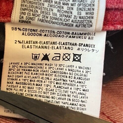 Diesel Industry Red Jeans Men Size 31 Slim Fit Stretch Straight Leg Denim