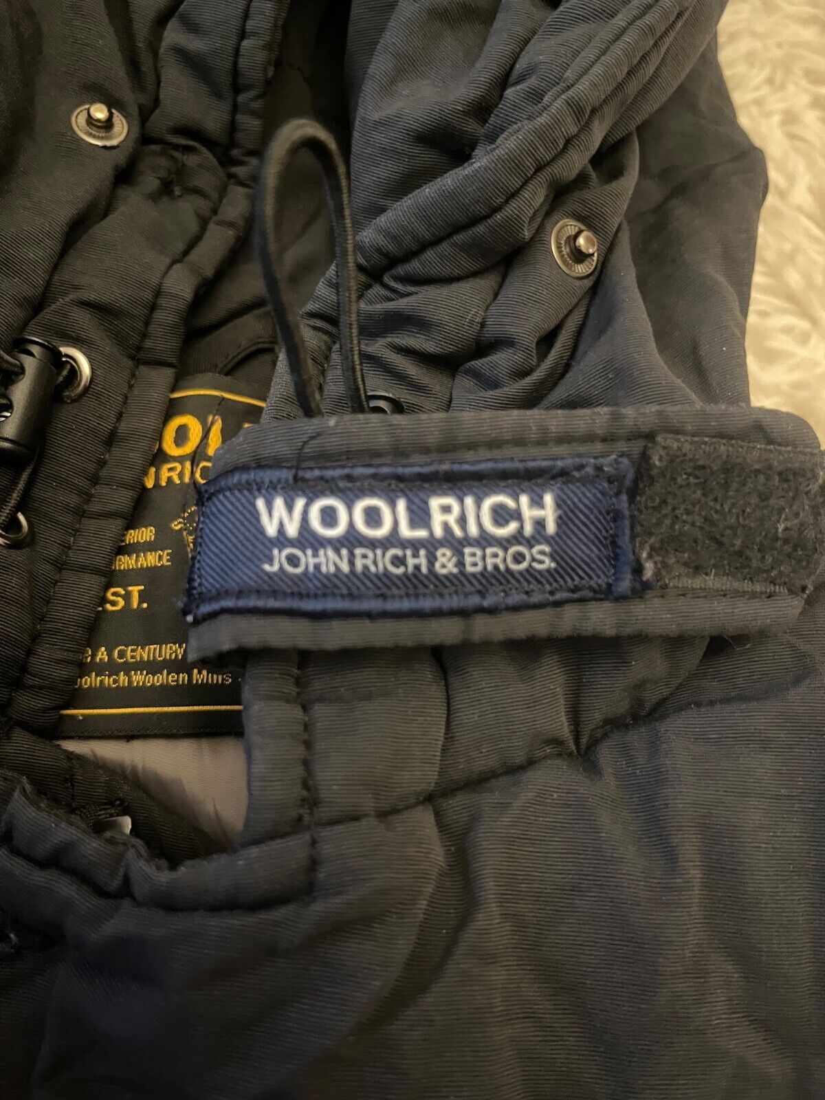 Woolrich Jacket Hooded Full Zip Buttons Cotton Blend Size Men CHECK MEASUREMENTS