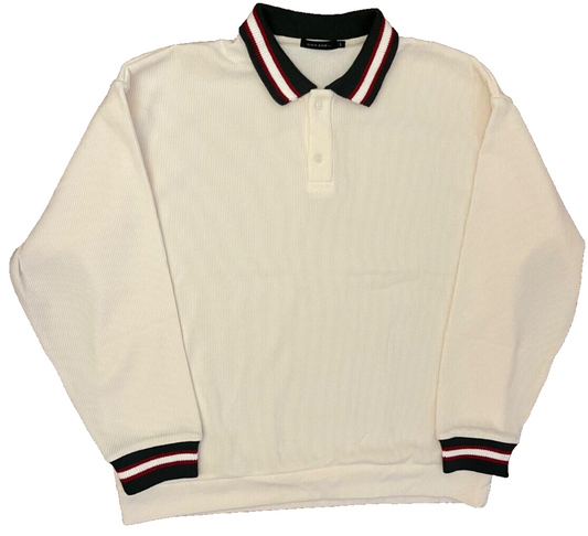 Niko And... Polo Sweater Pullover Old Money Style White Collared Men Size L