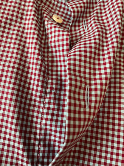 Eton Slim Fit Button Up Shirt Check Spread Cotton Men Size 38 15 Red Blue