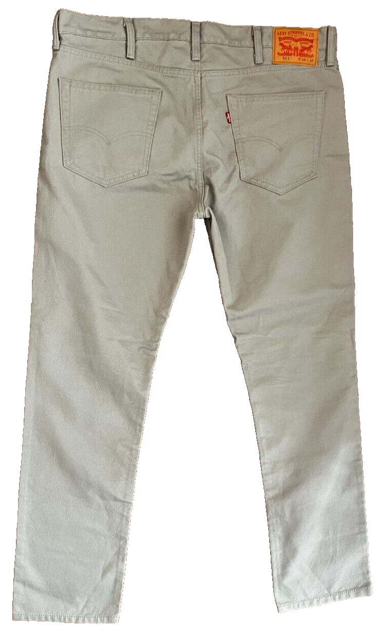 Levis 511 Gray Jeans Mens 38x32 Slim Fit Straight Leg Denim Pants Red Tab
