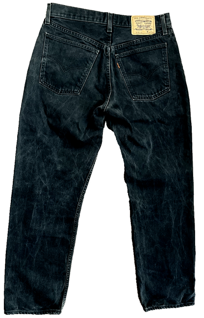 Vintage Levis 618 Black Jeans Men 34x32 Straight Fit Denim Button Fly Orange Tab