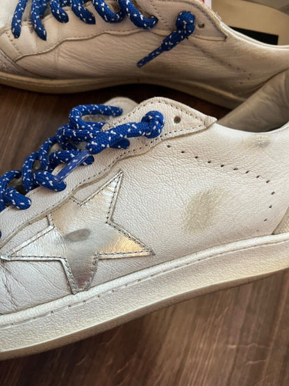 Limited Golden Goose Ballstar Sneakers Shoes Leather White Silver Size Men 45