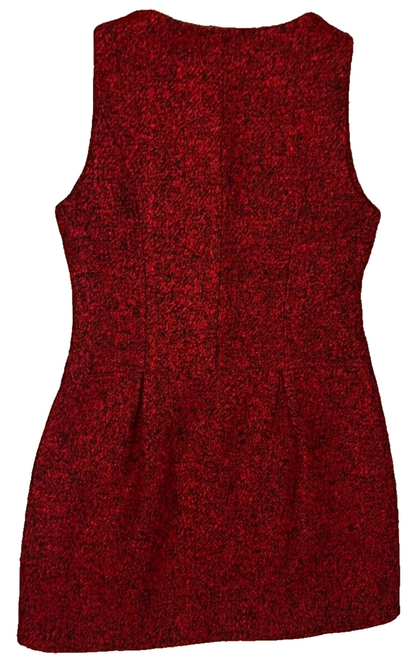RARE Gucci Tweed Dress Mini Blood Red Sleeveless Women CHECK MEASUREMENTS