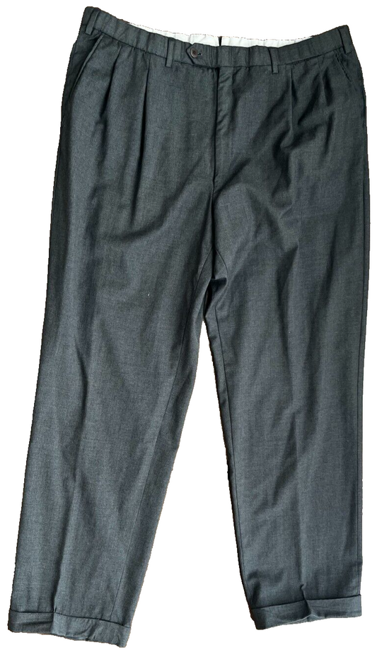 Brioni Dress Suit Pants Gray Trousers Delta Wool Men Size 49R Straight Leg Hem