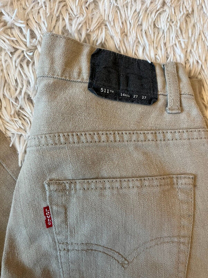 Levis 511 Beige Jeans Mens 27x27 Slim Fit Straight Leg Denim Red Tab