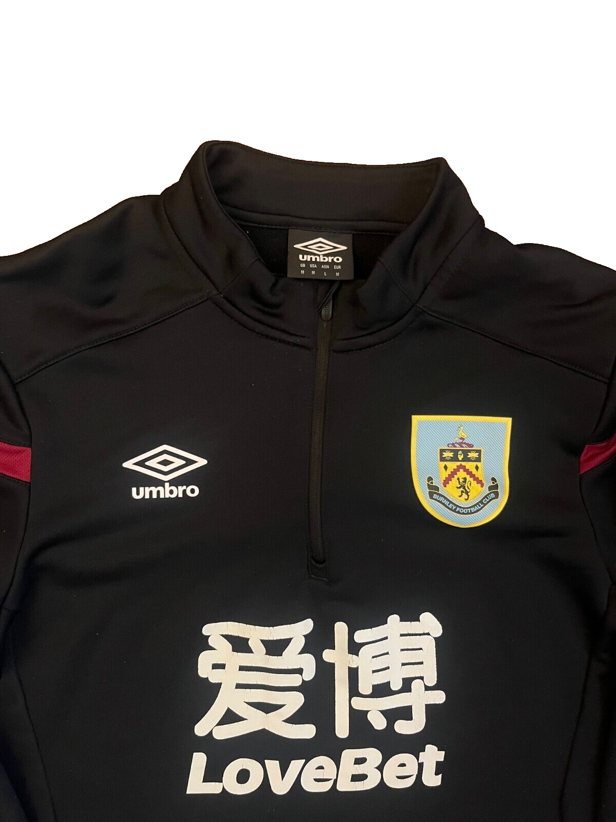 Burnley Jacket Training 1/4 Zip Drill Top Football Umbro Size Men M