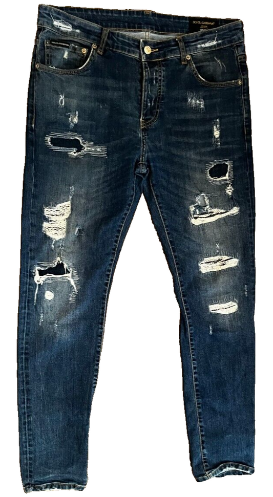 Dolce Gabbana Martini Jeans Distressed Women Size 56 Slim Fit Made in Italy
