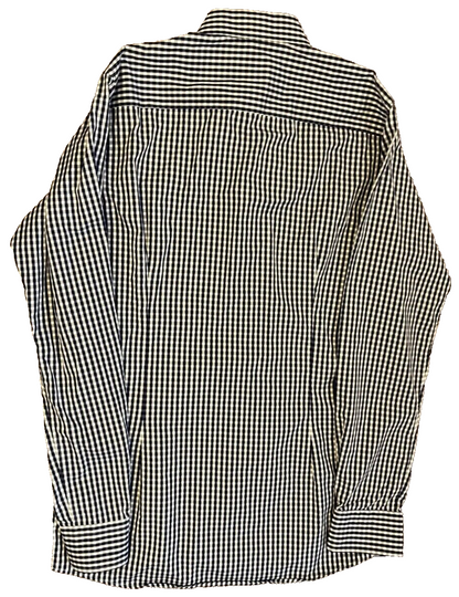 Eton Shirt Contemporary Ganghester Button Down Plaid Cotton Size Men 39 15 1/2
