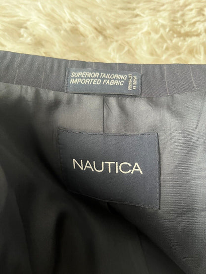 BNWT Nautica Wool Blazer Jacket Sport Coat Two Button Men Size 42R Black Striped