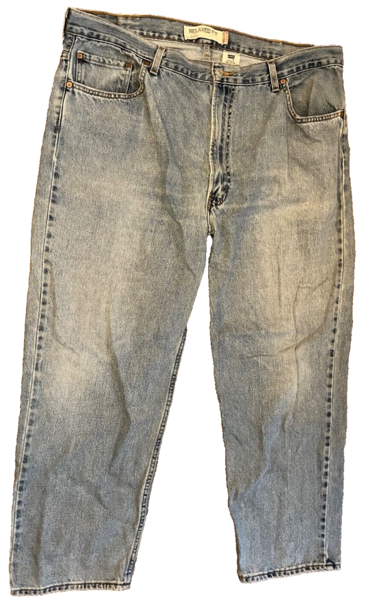Levis 550 Size Men 42x30 Relaxed Fit Blue Straight Leg Red Tab Made in Haiti