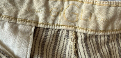 Vintage Romeo Gigli Pinstripe Pants Cotton Khaki Men Size 38 Made in Italy
