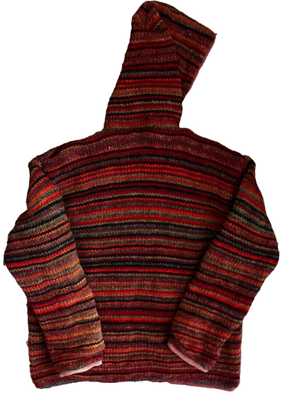 Pachamama Hand Made Wool Hoodie Sweater Handknit Sweatshirt Size M Made in Nepal