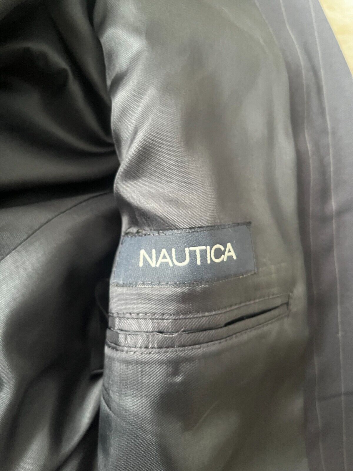 BNWT Nautica Wool Blazer Jacket Sport Coat Two Button Men Size 42R Black Striped