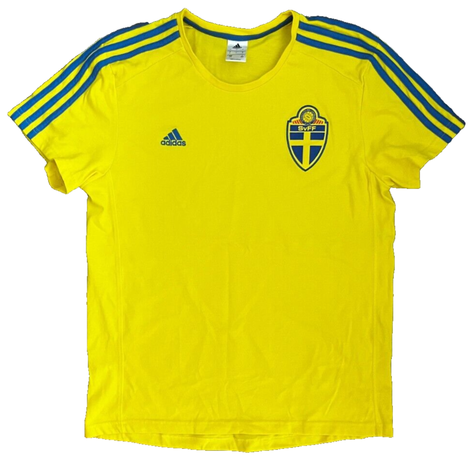 Sweden 2016 Home Fan Cotton Shirt Jersey Adidas Camiseta Trikot Mailot Men L