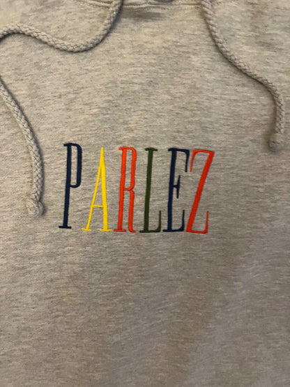 Parlez Hoodie Sweater Pullover Gray Embroidered Drawstring Size Men L