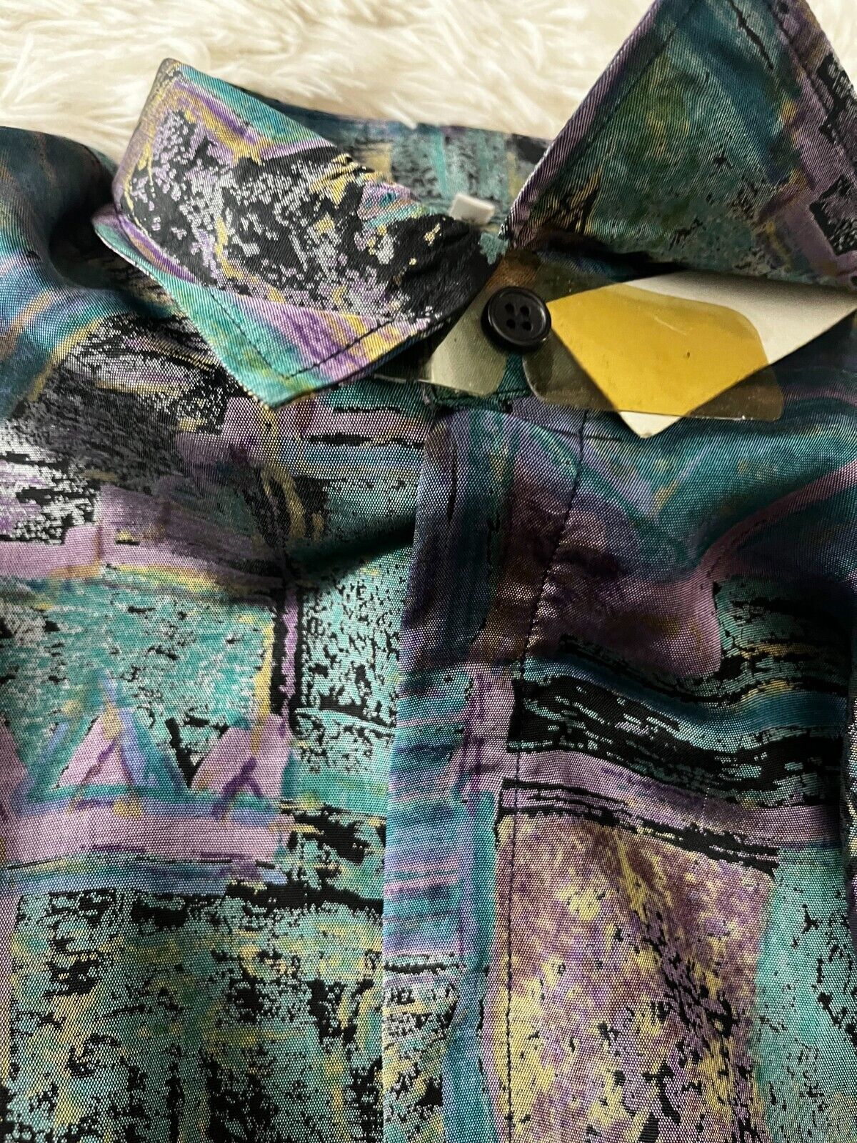 Vintage Christian Dior 70s Button Up Short Sleeve Shirt Silk Seide Men Size XL
