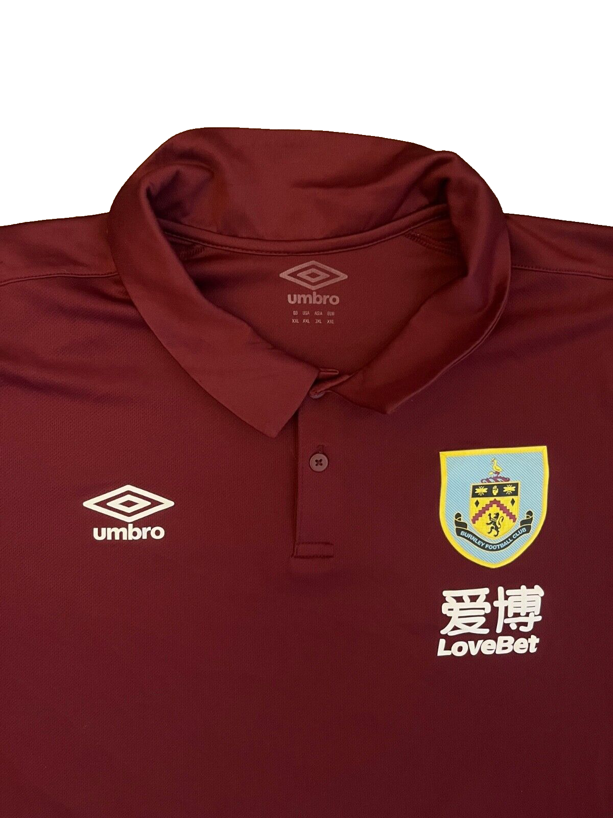 Burnley Jersey 2020 2021 Training Polo Shirt Umbro Football Size Men XXL
