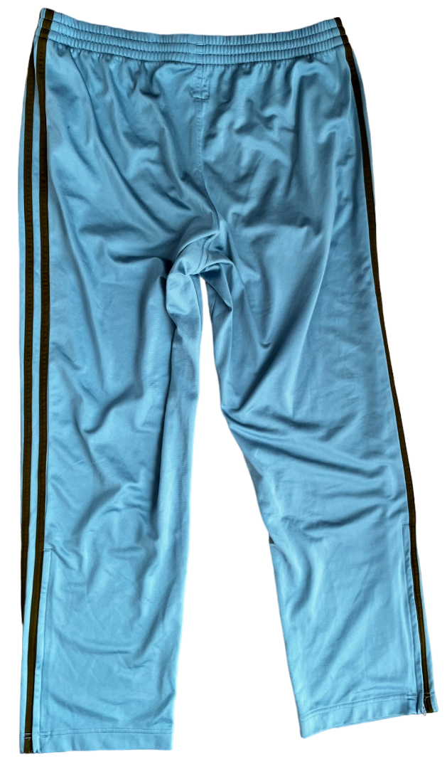 Adidas Blue Trousers Dark Brown Stripes Men Size M Sweatpants Y2K