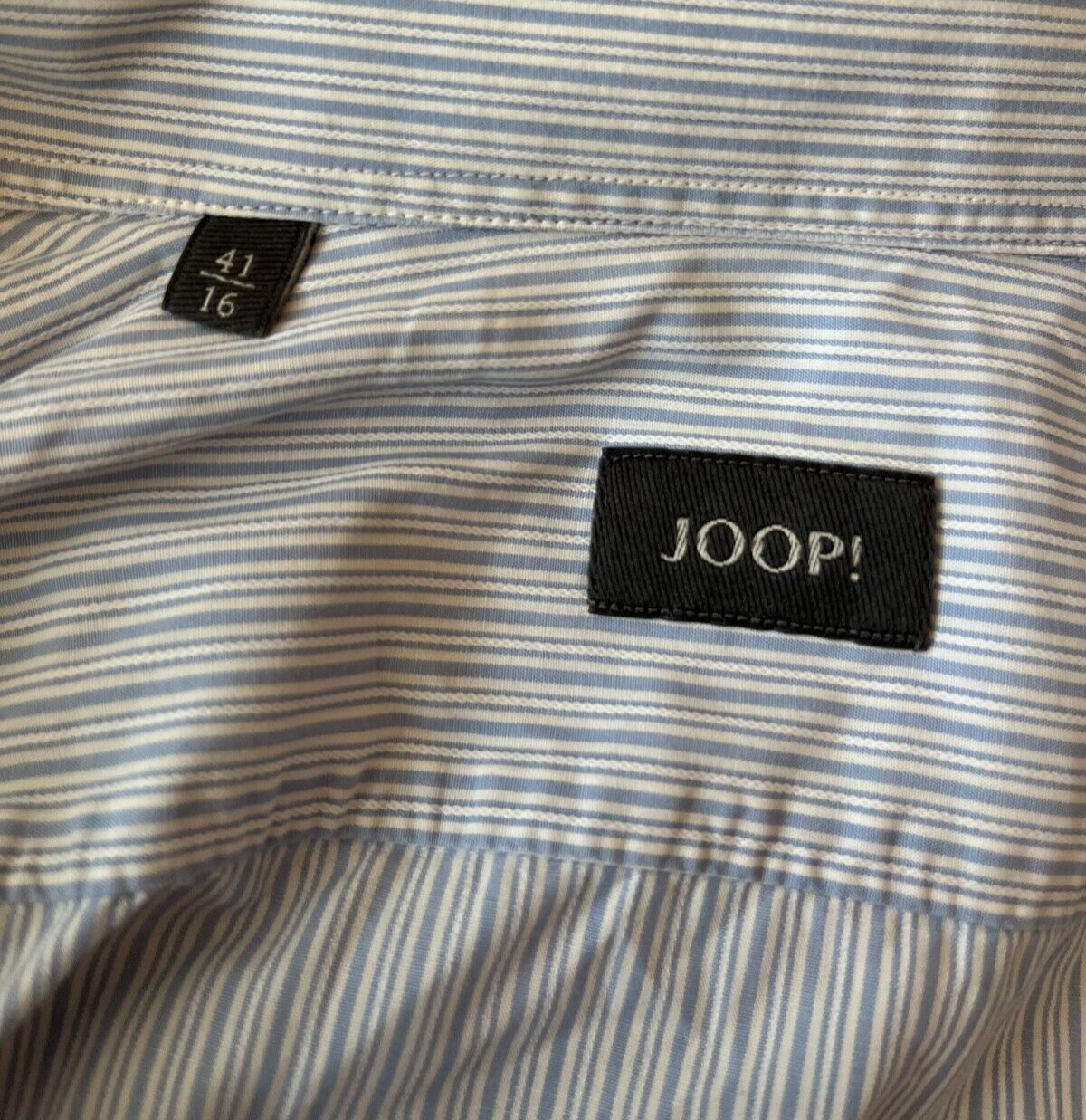 Joop! Button Up Shirt Striped White Light Blue Cotton Men Size 41 / 16