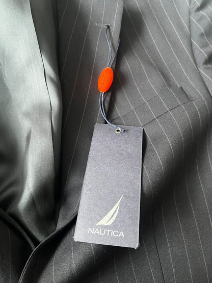BNWT Nautica Wool Blazer Jacket Sport Coat Two Button Men Size 42R Black Striped