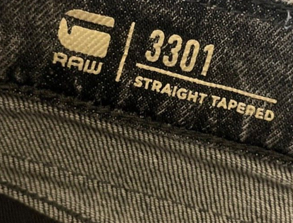 G Star Raw 3301 Jeans Straight Tapered Size Men 33x34 Blue Denim Pants Gray