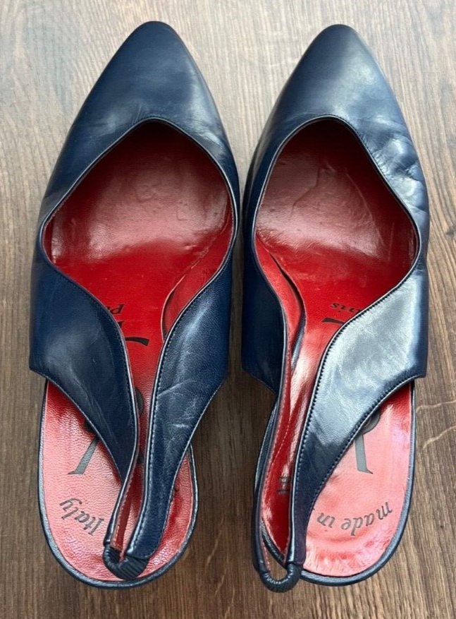 Vintage 80s Yves Saint Laurent YSL Leather Heel Shoes Pointy Toe Pumps Size 8 M