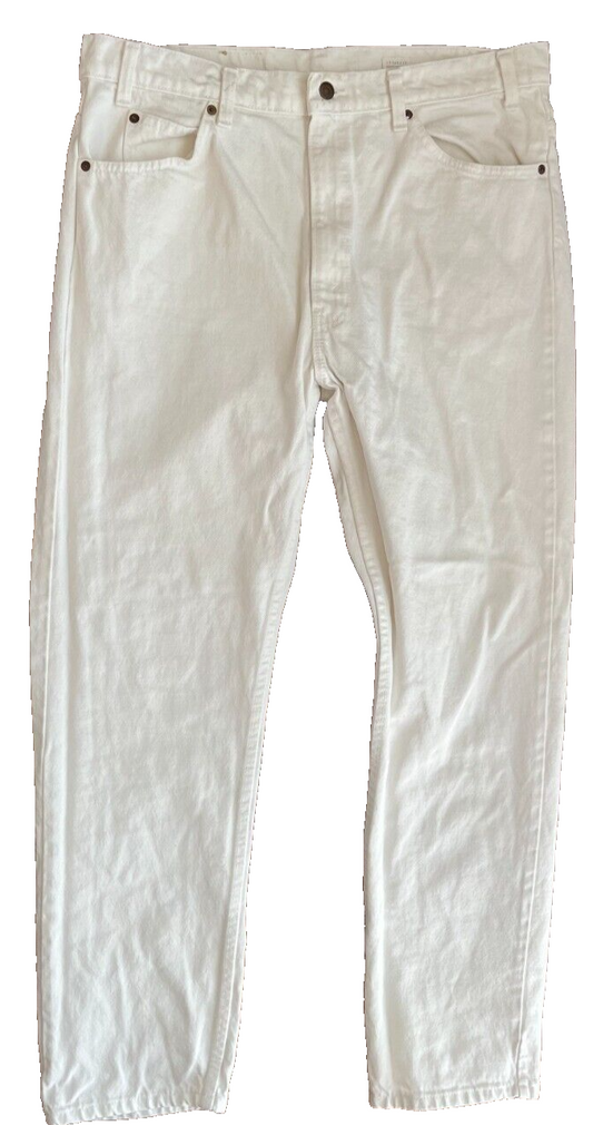Vintage Levis 505 White Jeans Mens 38x32 Slim Fit Straight Leg Denim Orange Tab