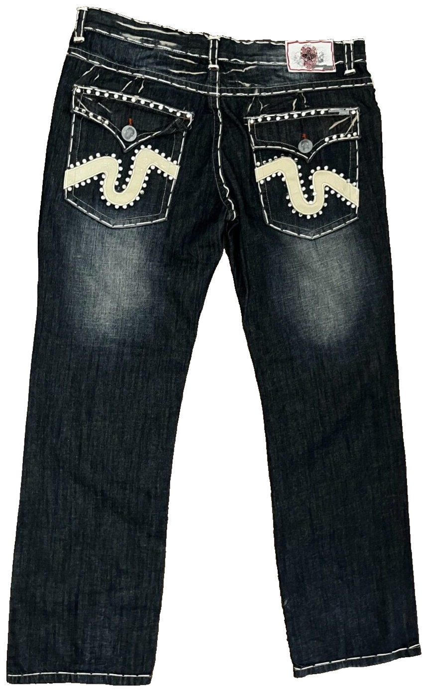 Laguna Beach Dark Blue Jeans Womens Size 40 Swarowski Skulls