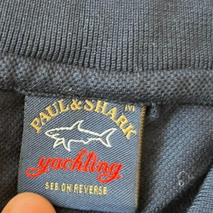 Paul Shark Yachting Polo Shirt Blue Cotton Men Size M Made in Italy