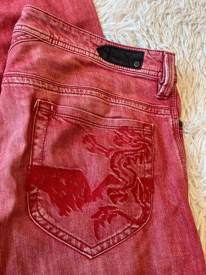 Diesel Industry Red Jeans Men Size 31 Slim Fit Stretch Straight Leg Denim