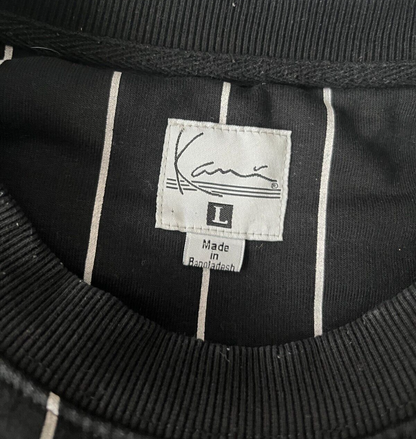 Karl Kani Sweatshirt Pinstripe Black Sweater Pullover Sudadera Men Size L