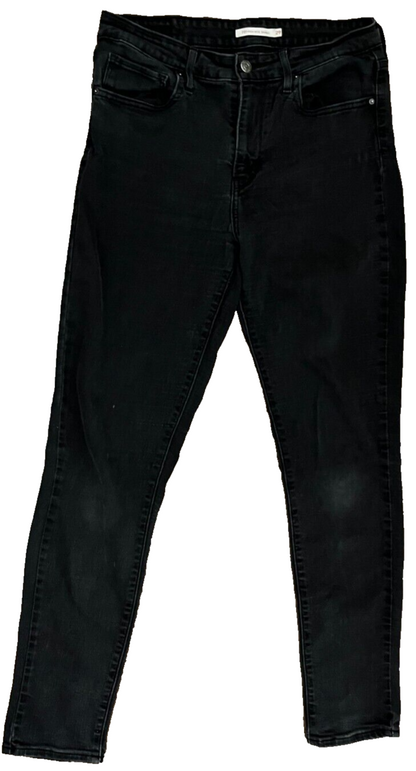 Levis 721 Black Jeans Womens 29x30 High Rise Skinny Fit Denim Pants Black Tab