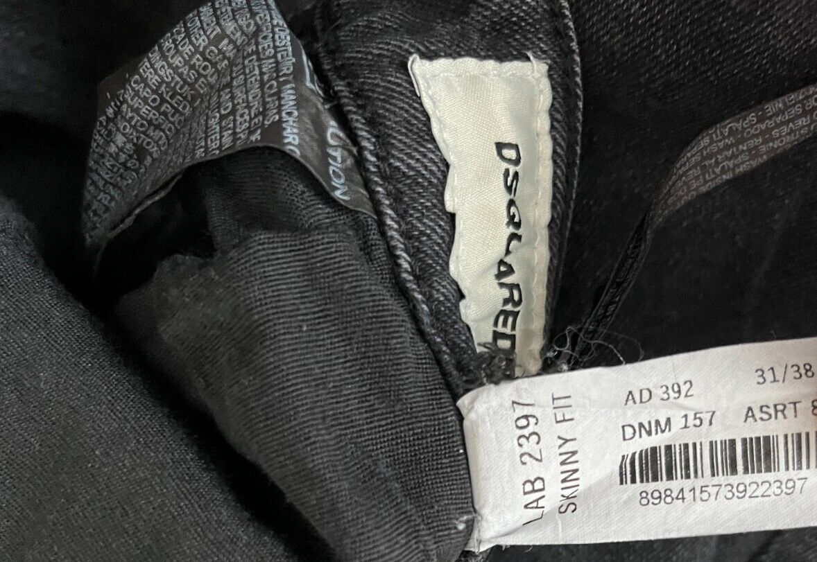 Dsquared2 Black Mens Size 36 Skinny Fit Button Fly Denim Made in Italy