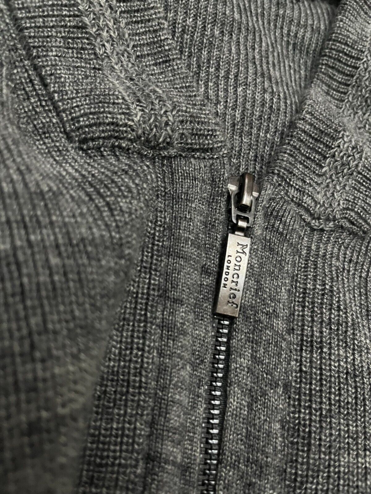 Moncrief London Men Sweatshirt Wool Mix Sweater Full Zip Jacket Size L