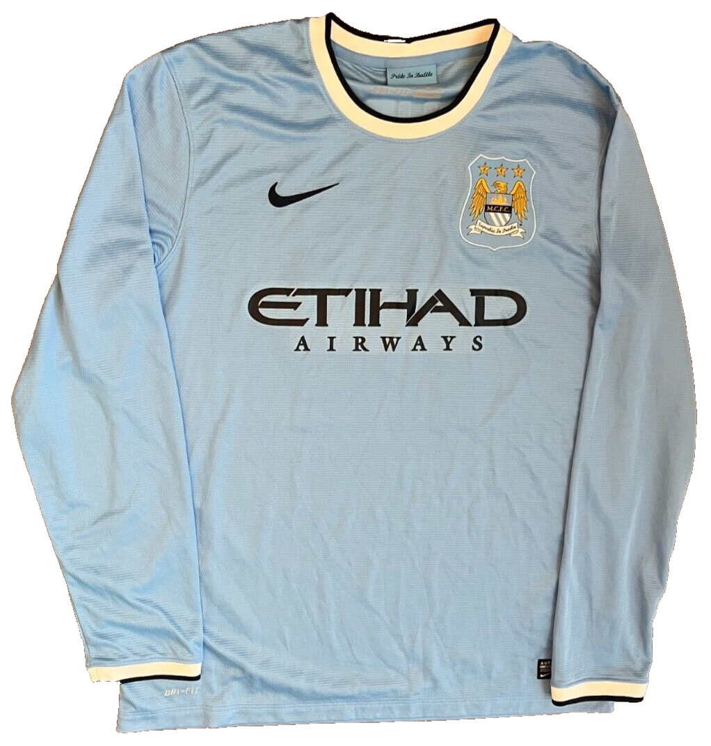Manchester City Jersey 2013 2014 Home League Cup Shirt Nike Football Size Men L
