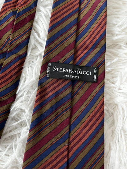 Stefano Ricci Pure Silk Neck Tie Made in Italy Multi-Color Striped