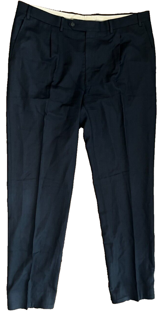 Canali Dress Pants Men Size 54 Black Pure Wool Trousers Made in Italy