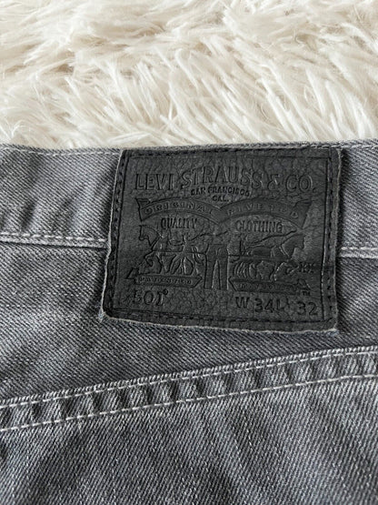 Levis 501 Gray Jeans Mens 34x32 Regular Fit Straight Leg Denim Red Tag