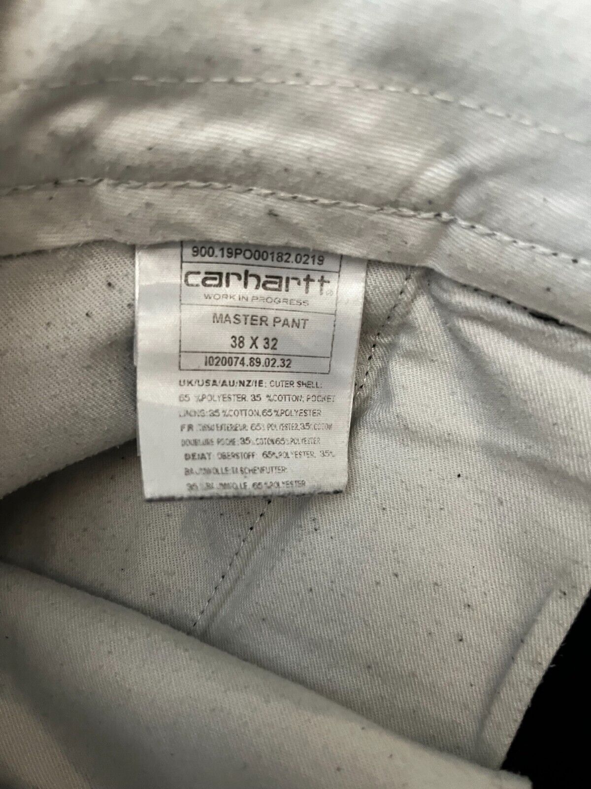 Carhartt Master Pant Tappered Trousers Black Men 38x32 Chino Pants