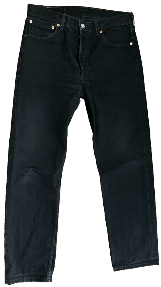 Levis 501 Black Jeans Mens 33x32 Regular Fit Straight Leg Denim Red Blank Tab