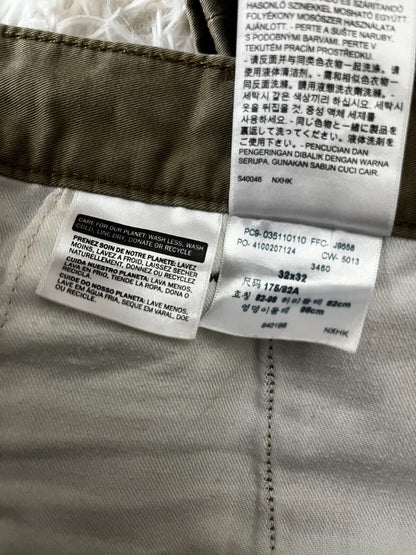 Levis Brown Beige Pants Mens 32x32 Regular Fit Straight Chino White Blank Tag