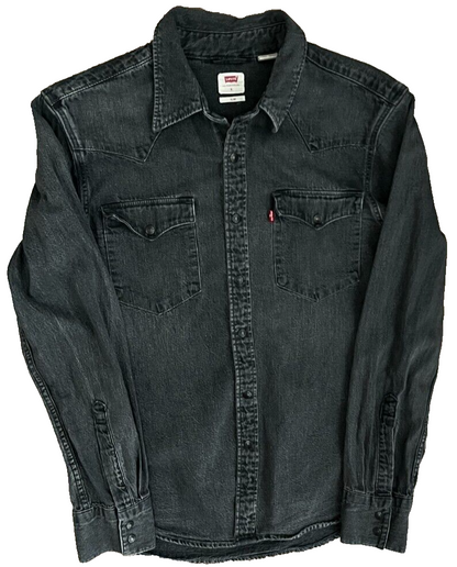 Levi's Strauss Button Up Shirt Denim Cotton Gray Men Size S