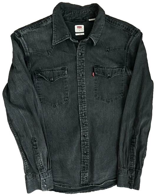 Levi's Strauss Button Up Shirt Denim Cotton Gray Men Size S